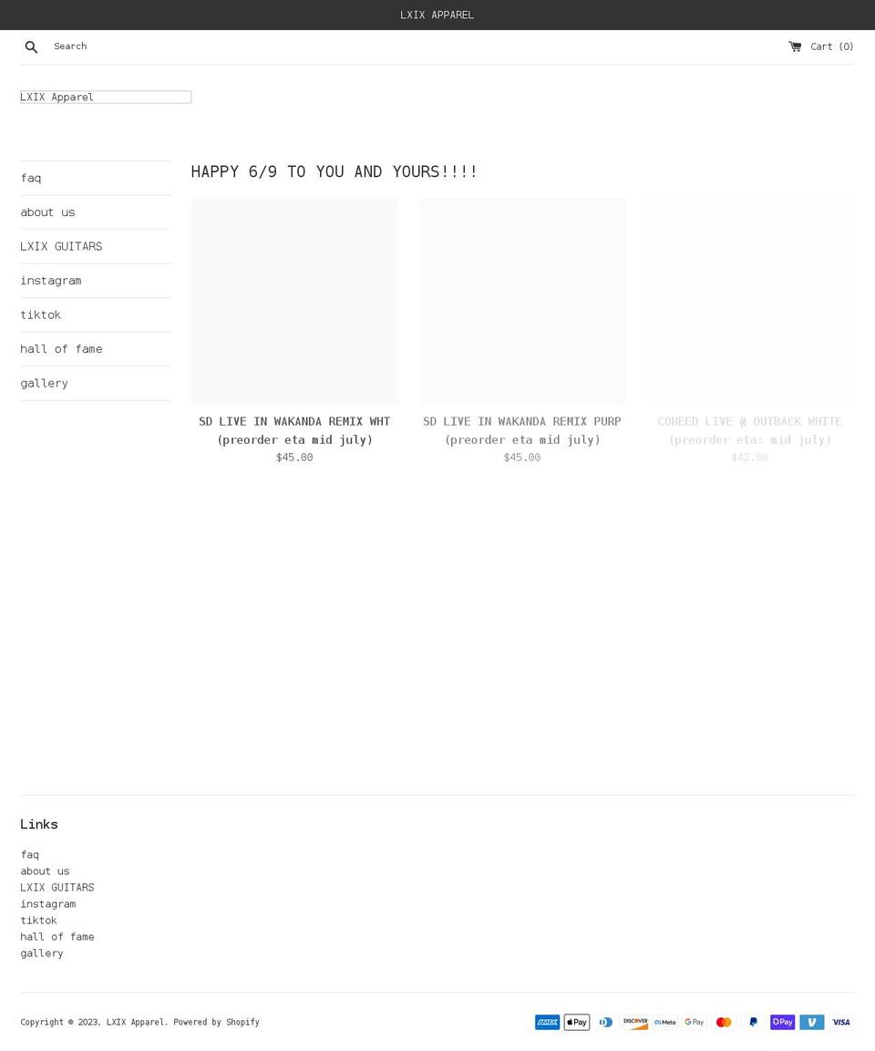 lxixapparel.com shopify website screenshot