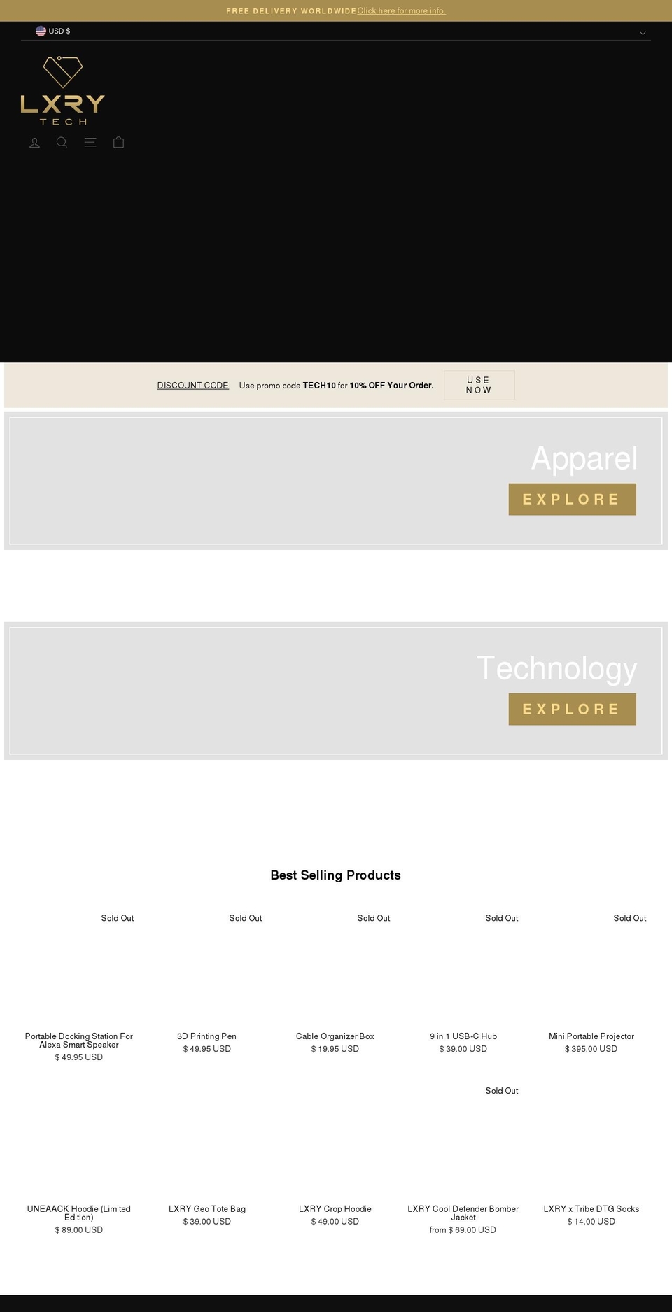 lxrytech.com shopify website screenshot