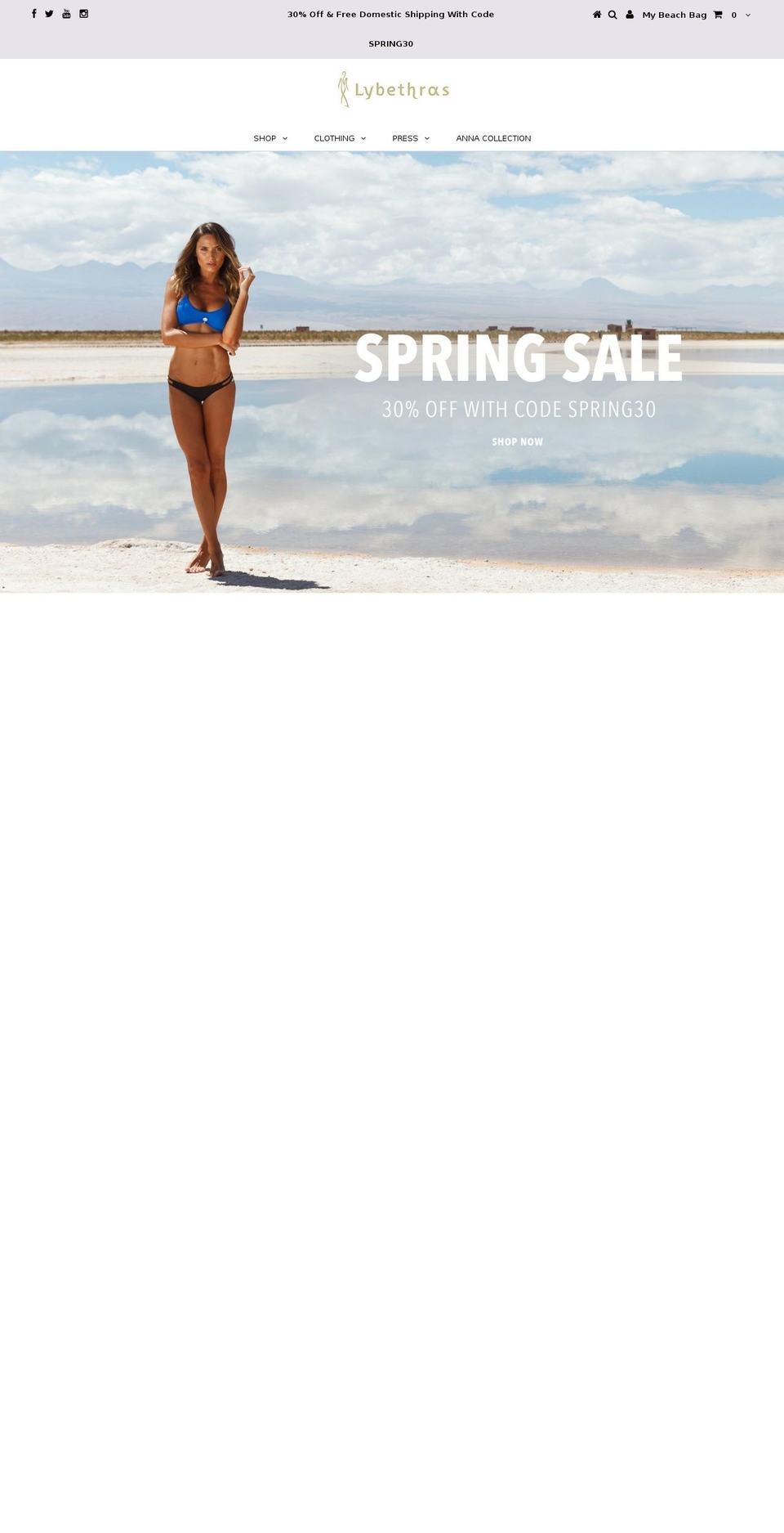 lybethras.com shopify website screenshot