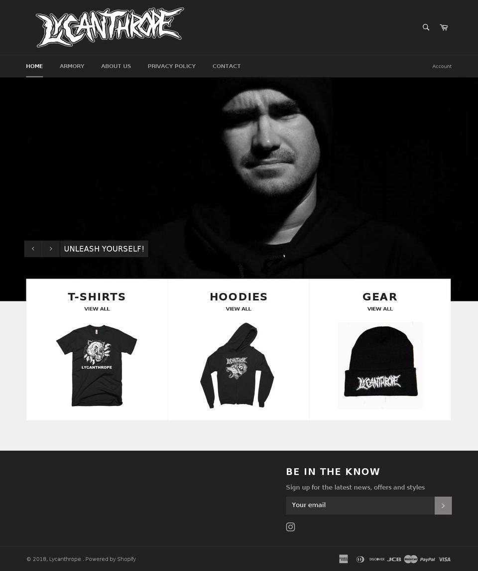 lycanthropeapparel.com — Shopify storefront screenshot
