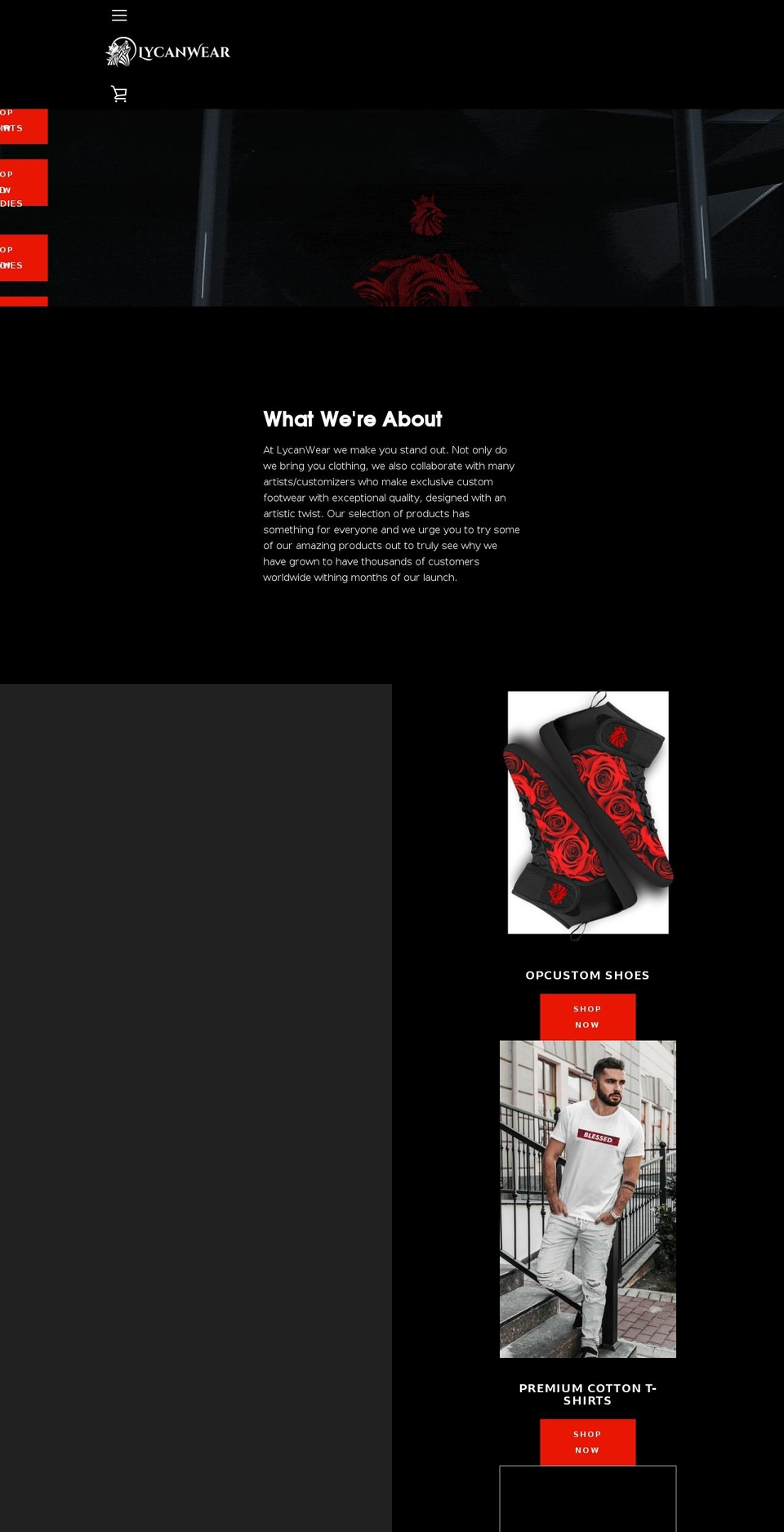 lycanwear.com shopify website screenshot