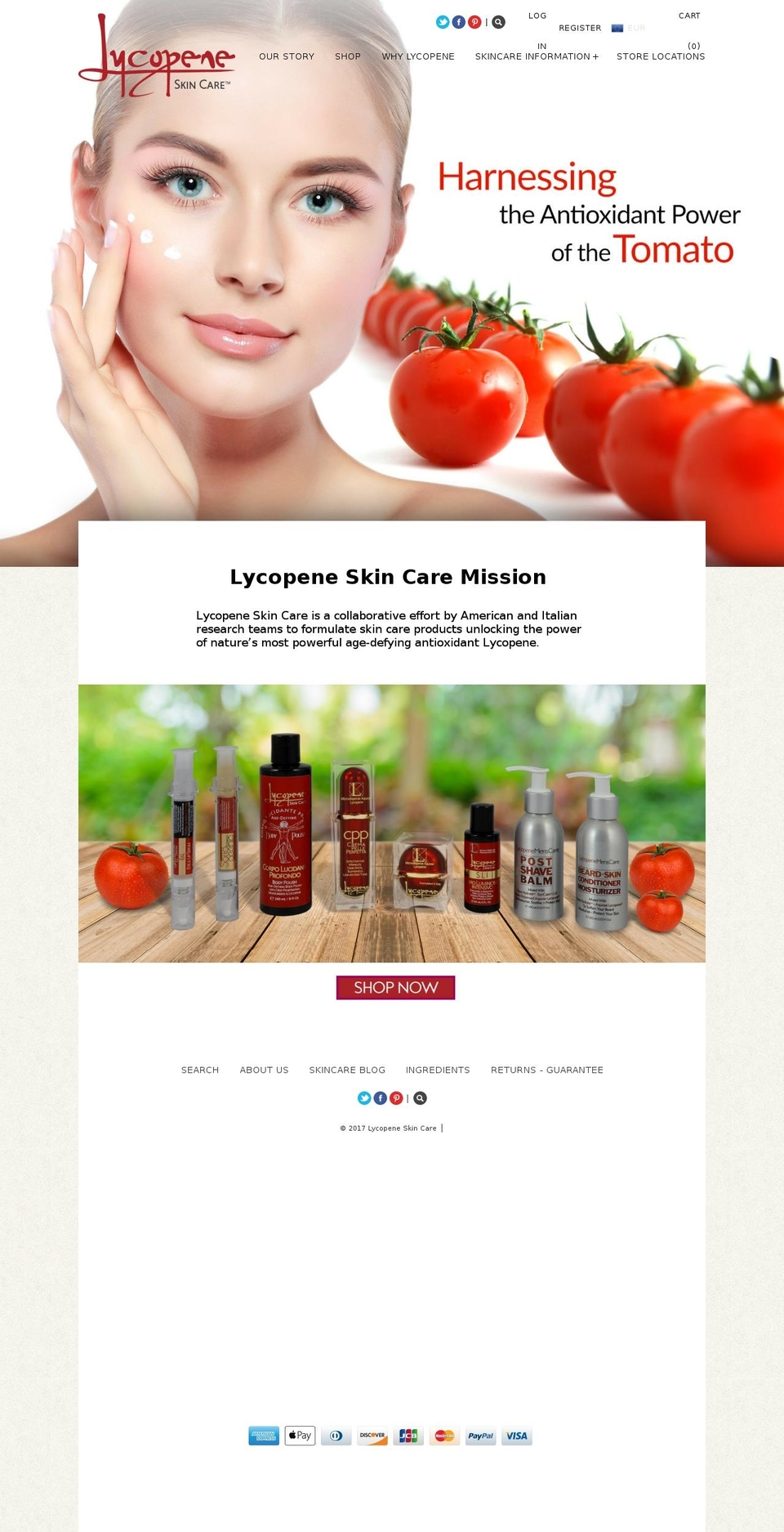 lycopeneskincare.net shopify website screenshot