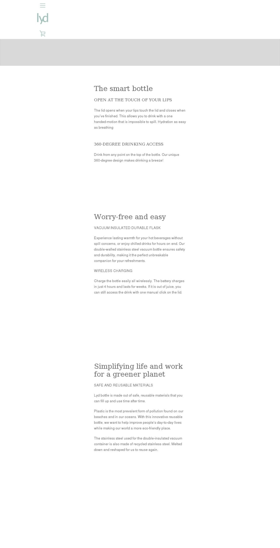 lydbottle.com shopify website screenshot