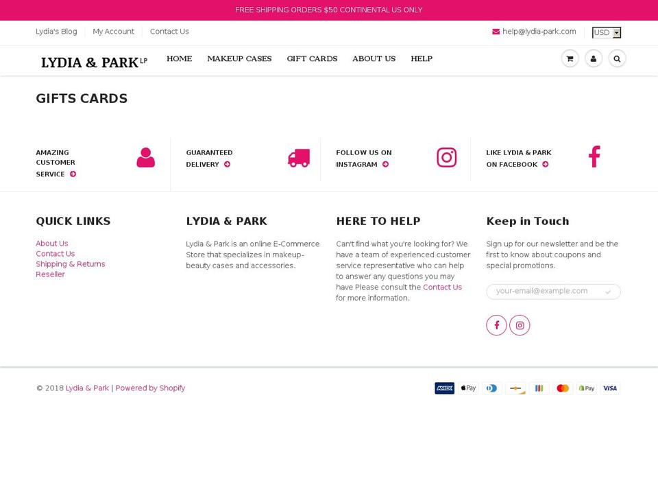 lydia-park.com — Shopify storefront screenshot