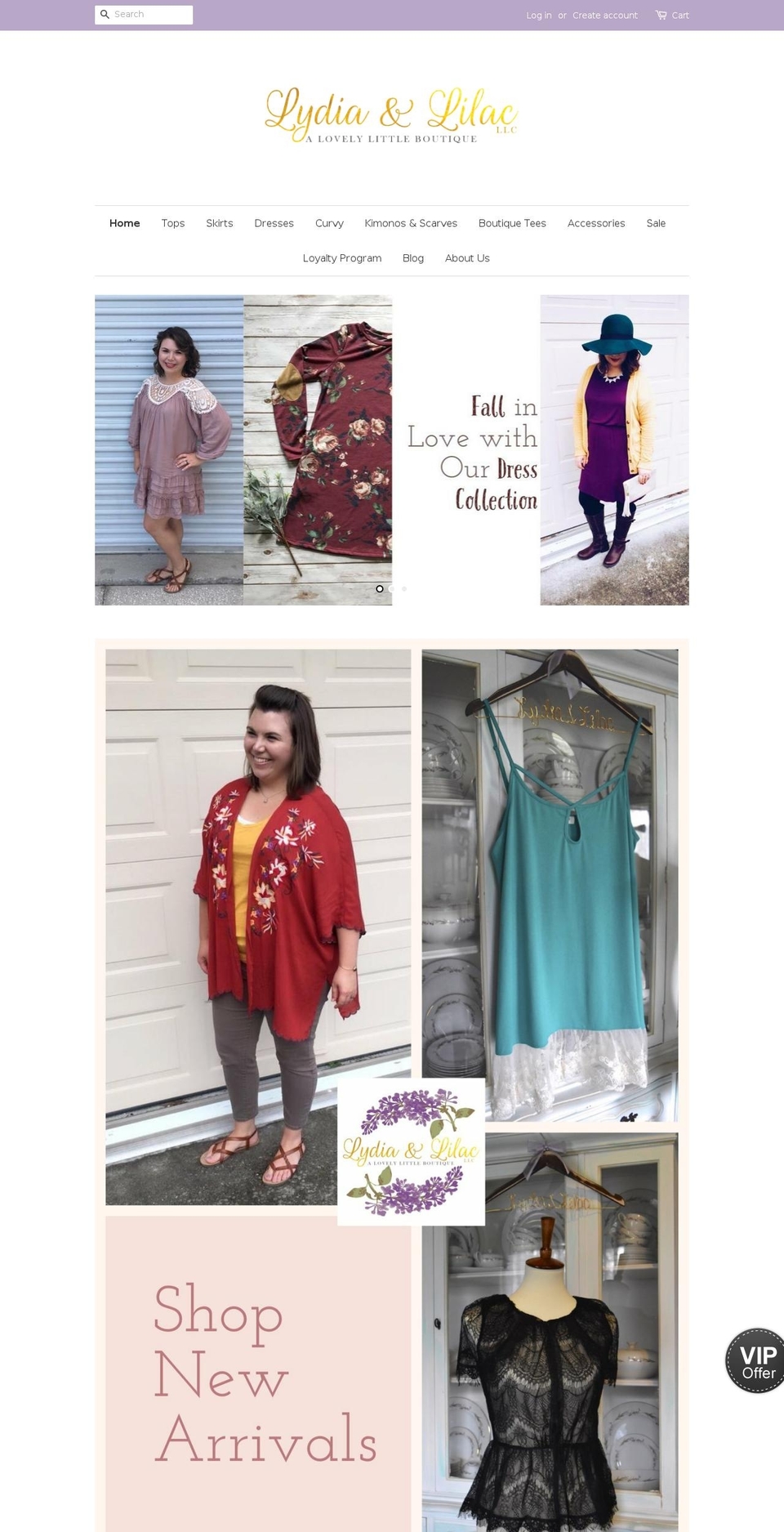 lydiaandlilac.com — Shopify storefront screenshot