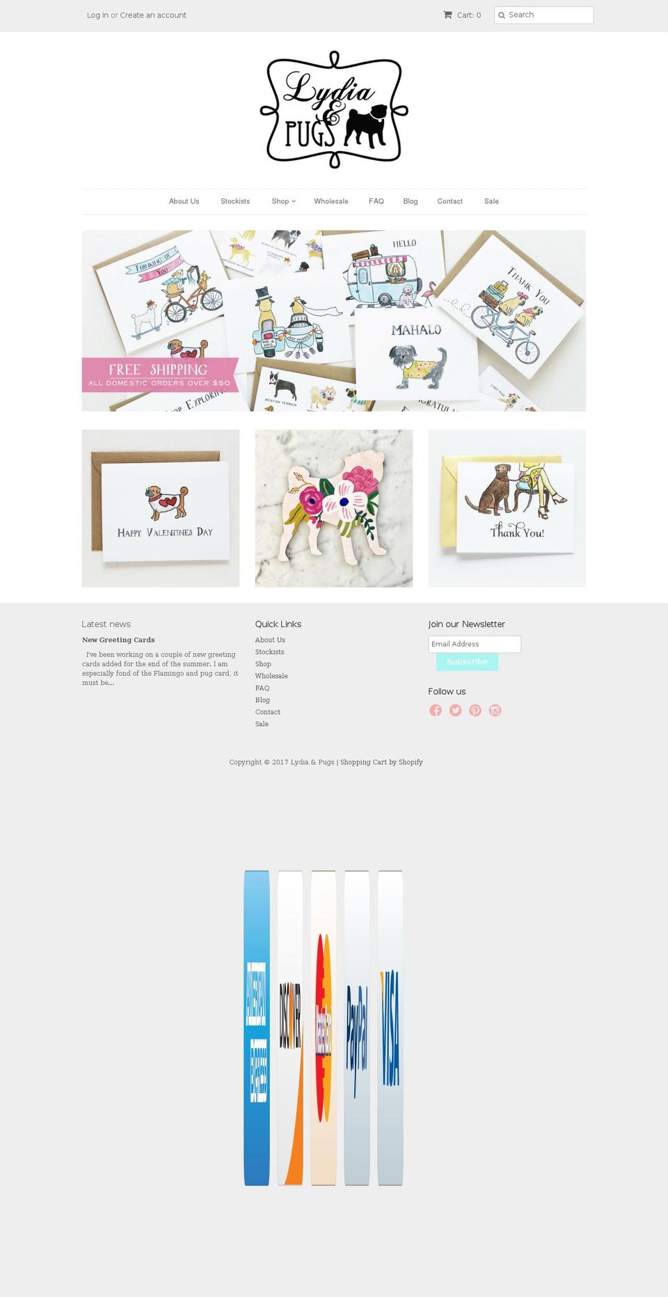 lydiaandpugs.com shopify website screenshot