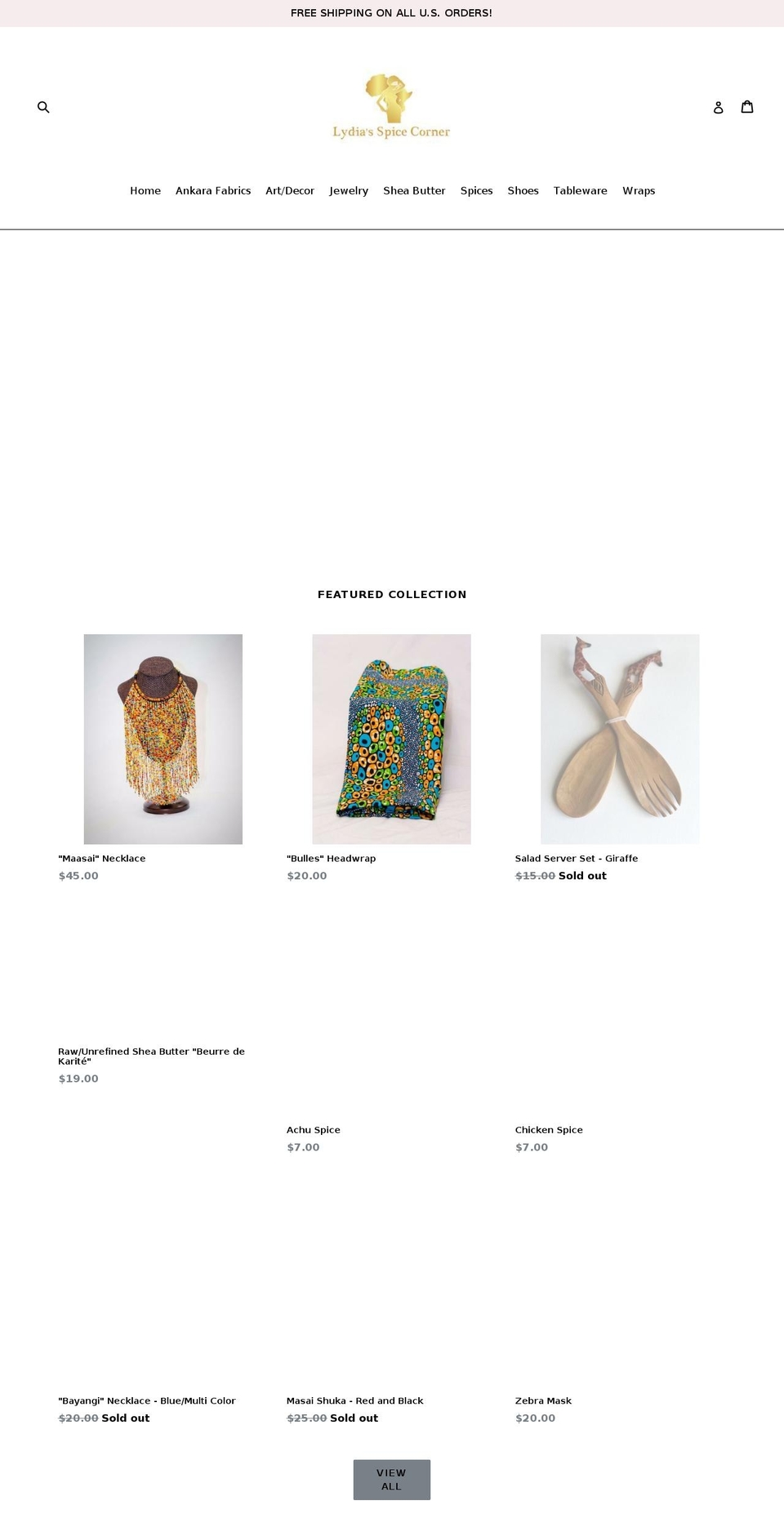 lydiaspicecorner.com — Shopify storefront screenshot