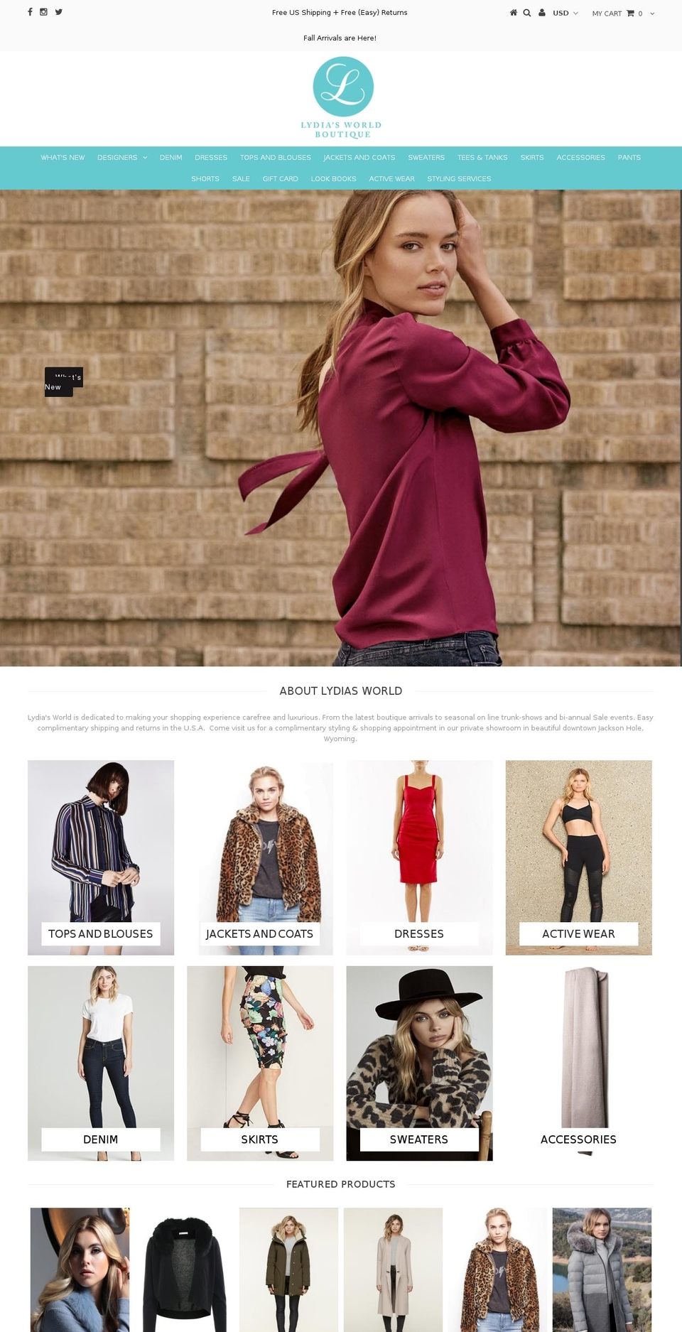 lydiasworldboutique.com — Shopify storefront screenshot