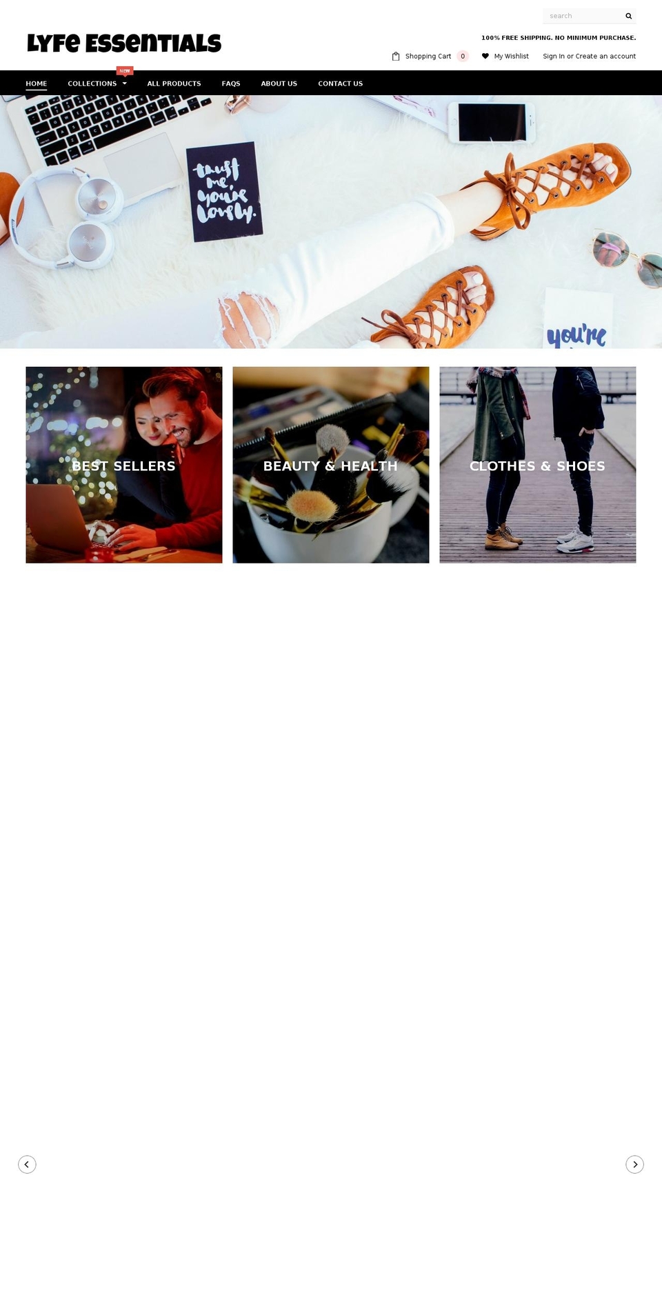 lyfeessentials.com — Shopify storefront screenshot