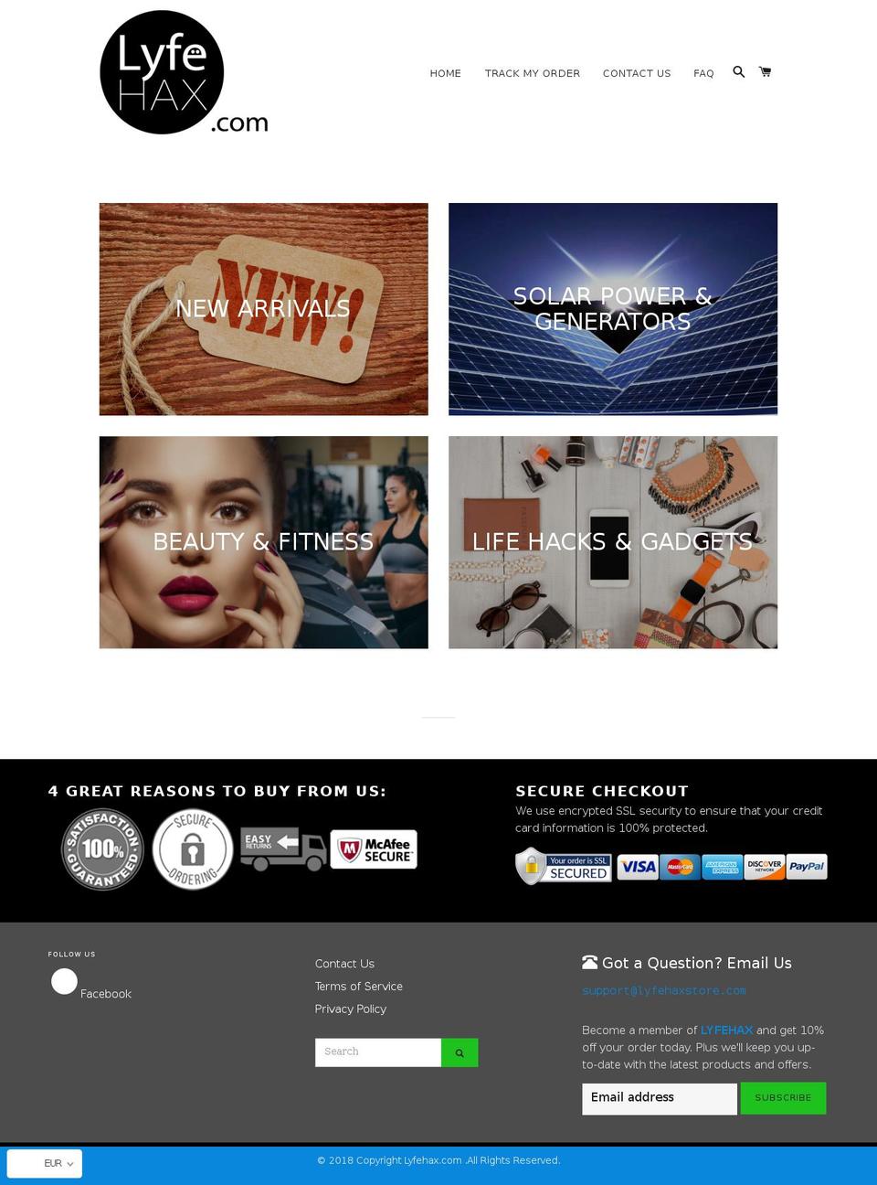 lyfehax.com — Shopify storefront screenshot