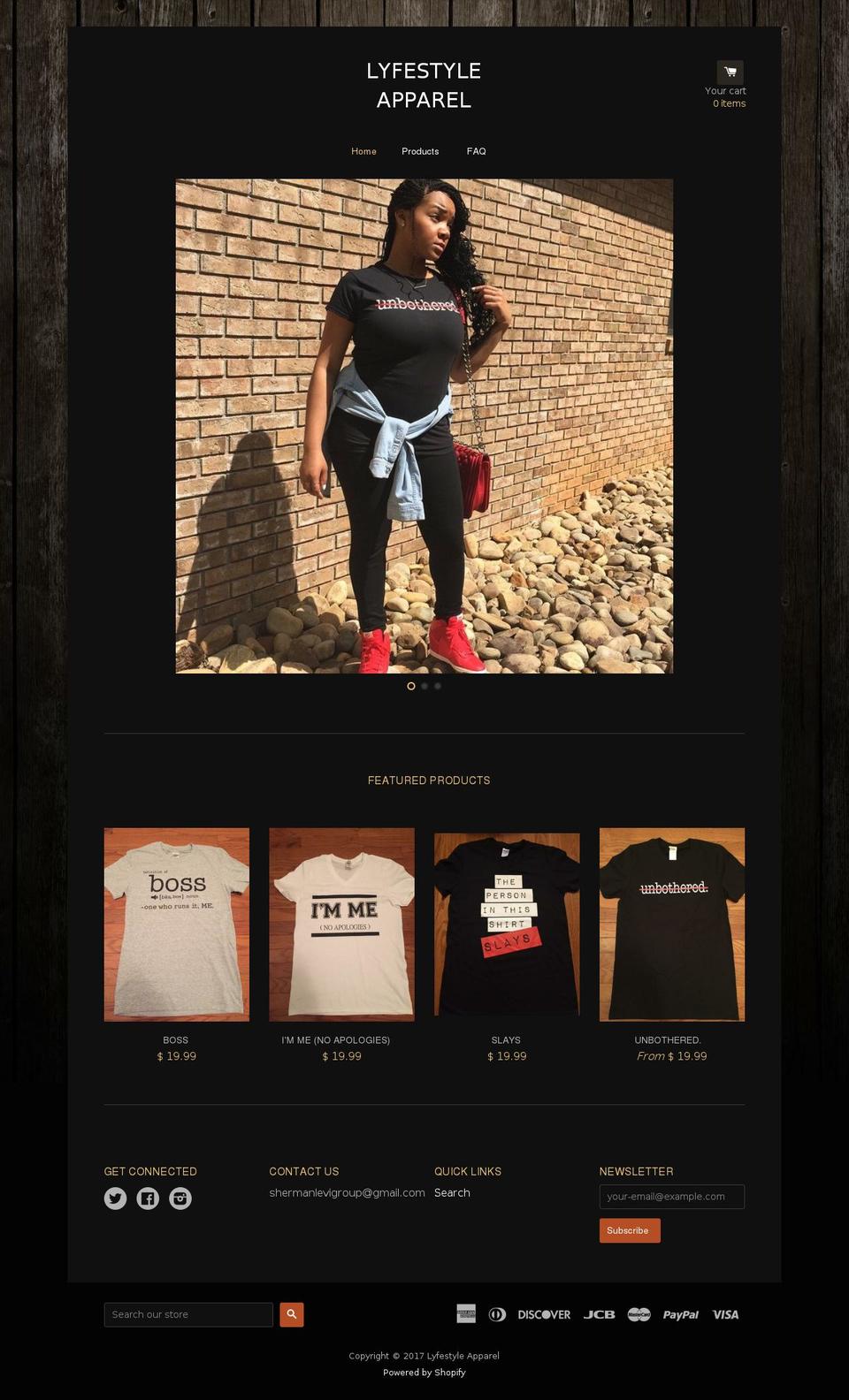 lyfestyleapparel.com shopify website screenshot