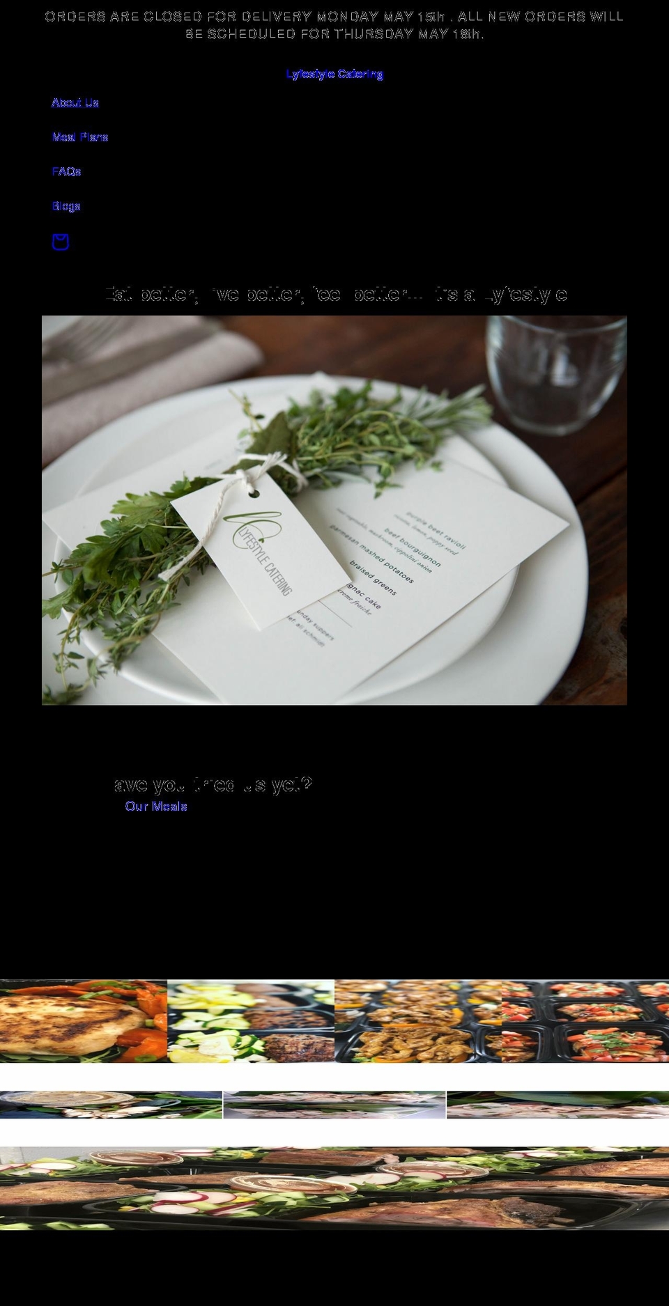 lyfestylecatering.com shopify website screenshot