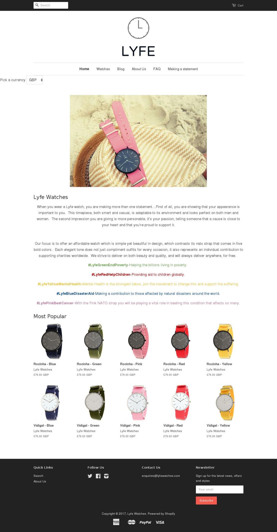 lyfewatches.com shopify website screenshot
