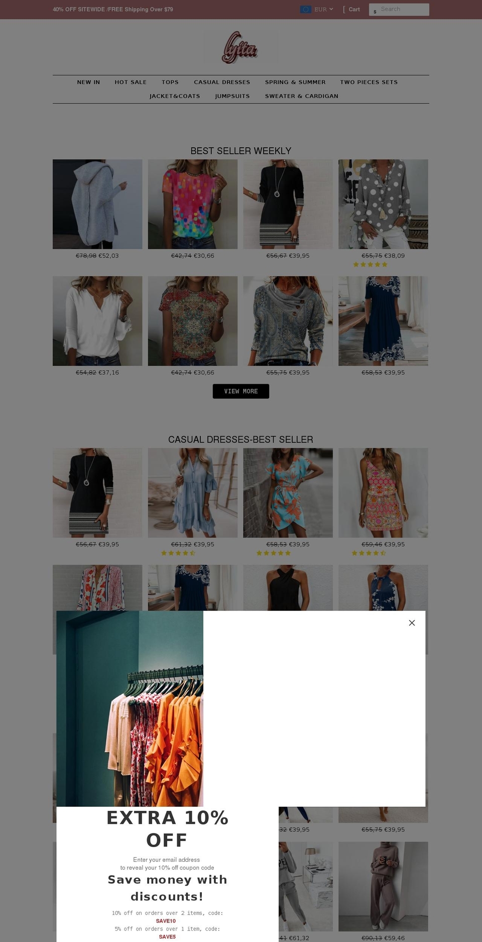 V Shopify theme site example lyita.com