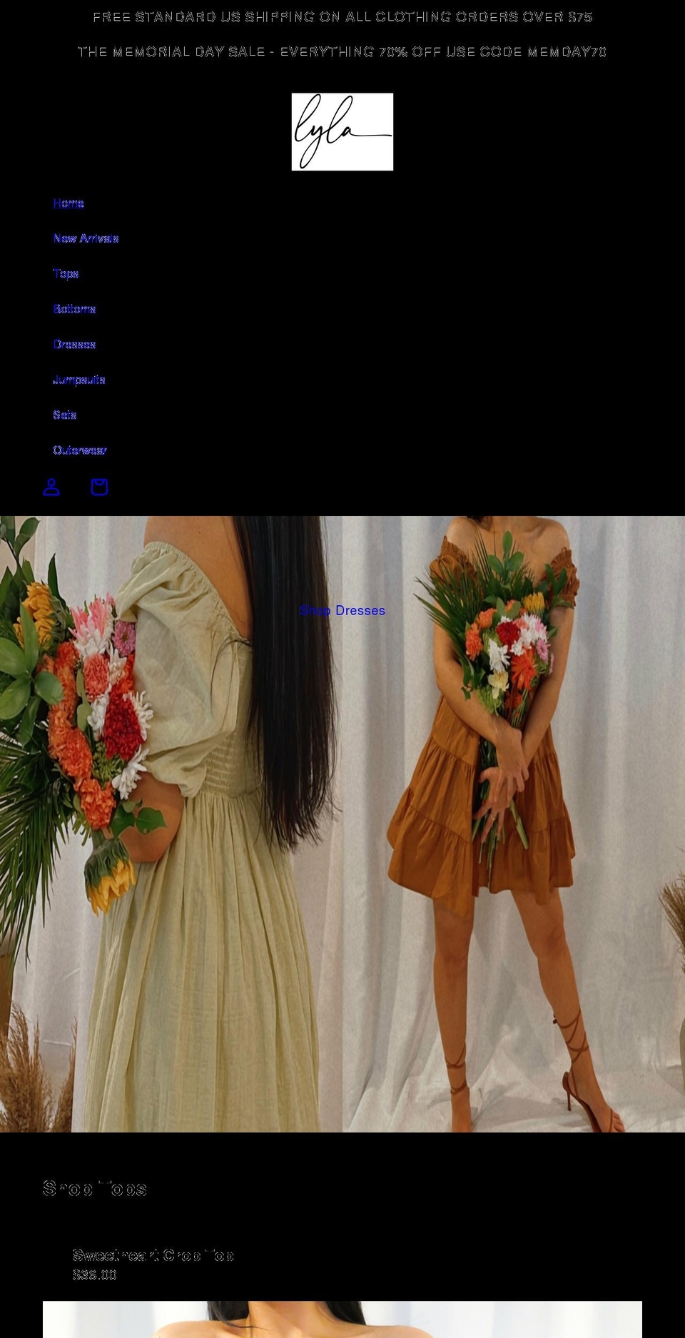 lylaboutique.com shopify website screenshot