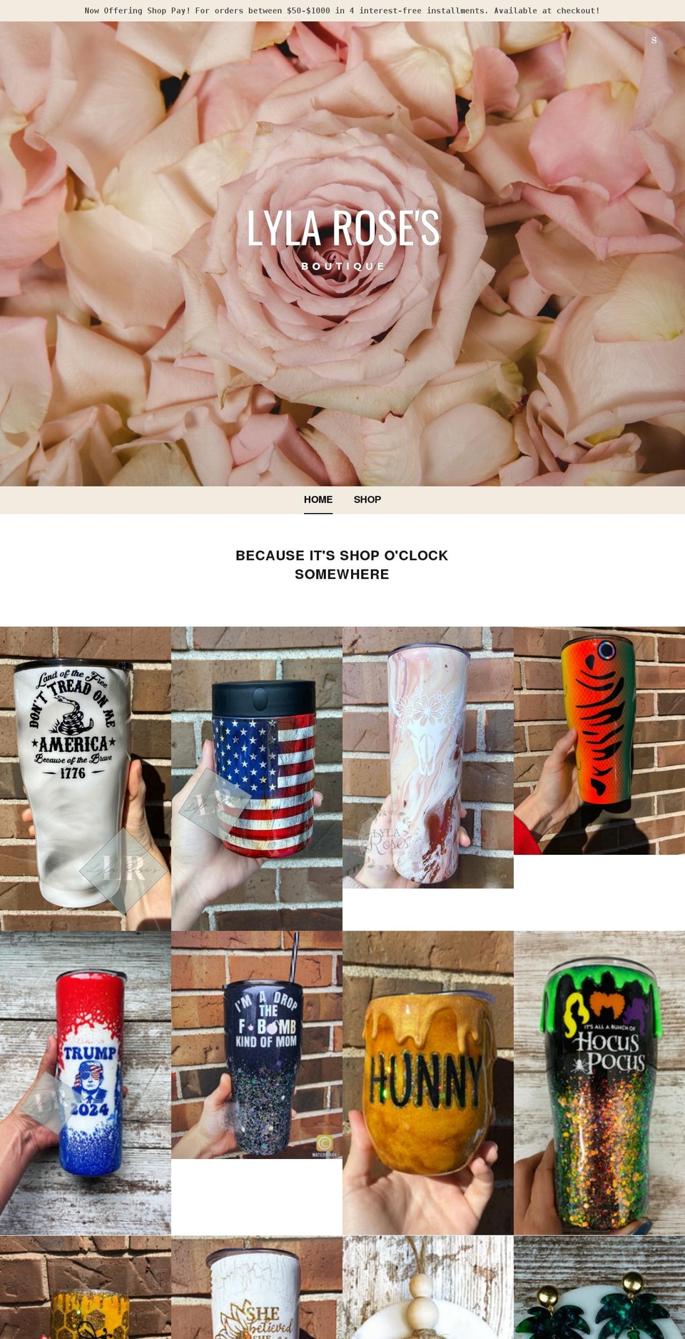 lylarosesboutique.com shopify website screenshot
