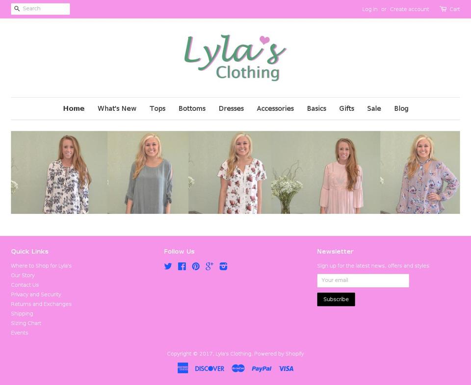 lylasclothing.com shopify website screenshot