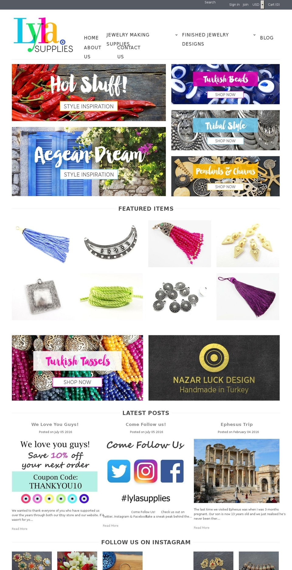 lylasupplies.com shopify website screenshot