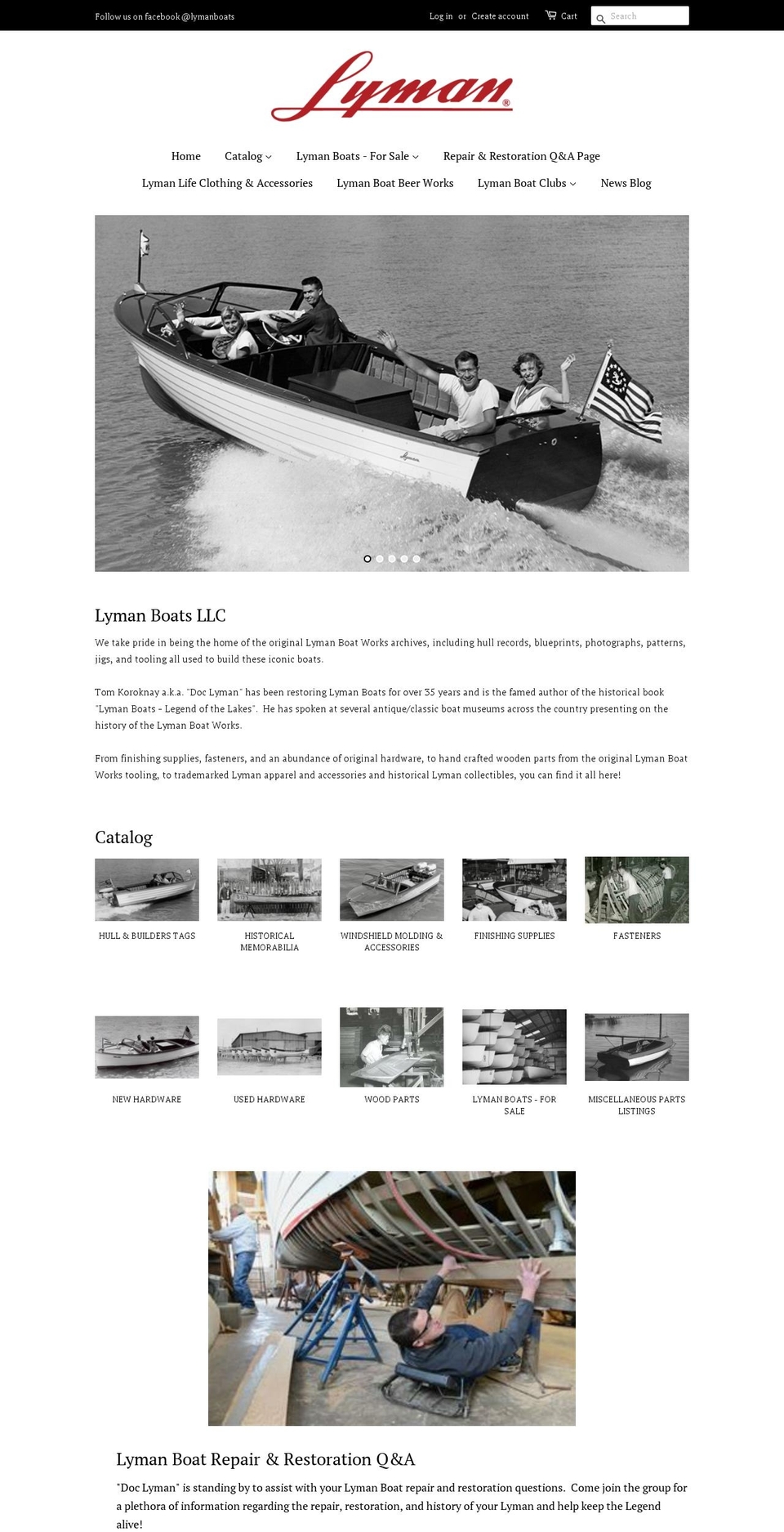 lymanboatworks.com — Shopify storefront screenshot