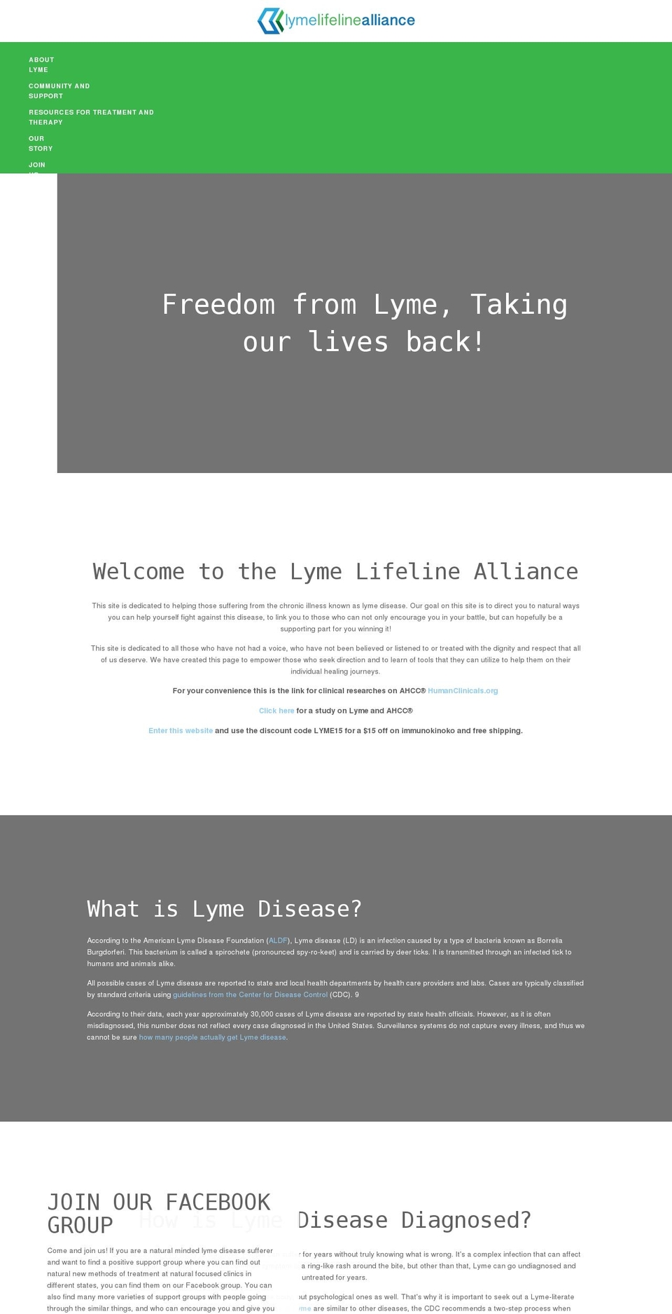 lymelifelinealliance.com shopify website screenshot
