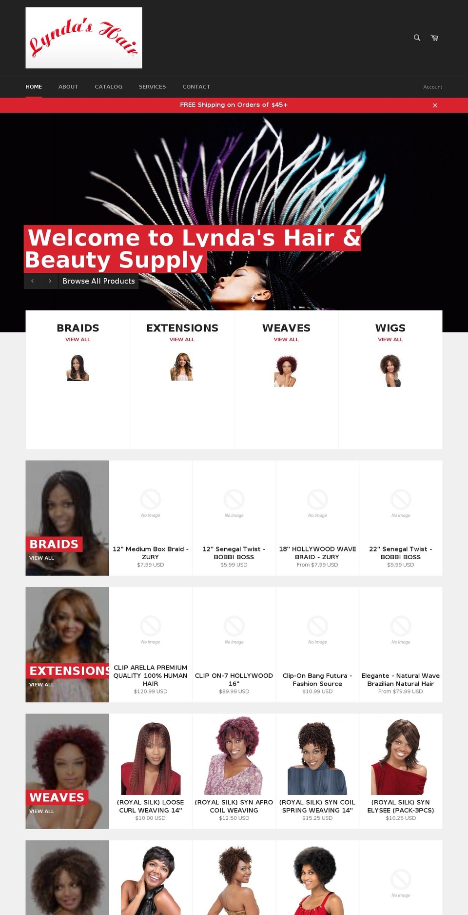 lyndashair.com shopify website screenshot