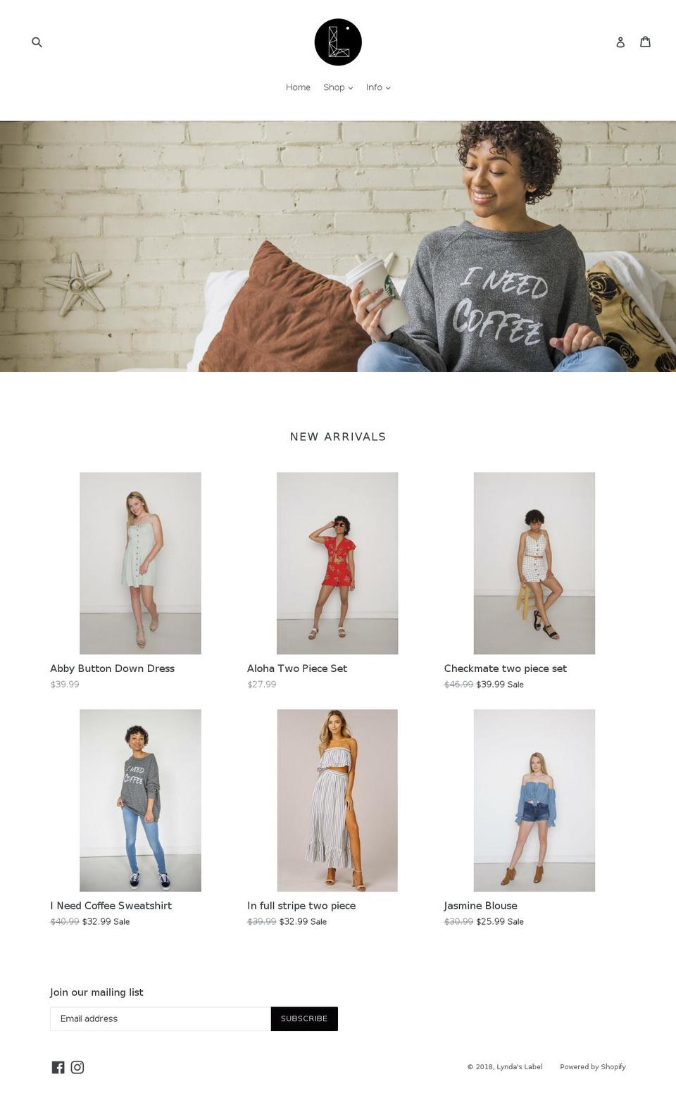 lyndaslabel.com — Shopify storefront screenshot