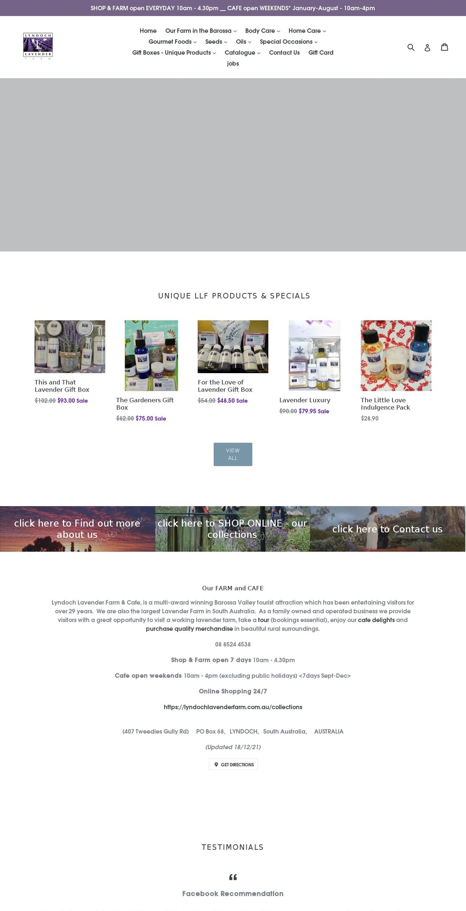 lyndochlavenderfarm.com.au shopify website screenshot