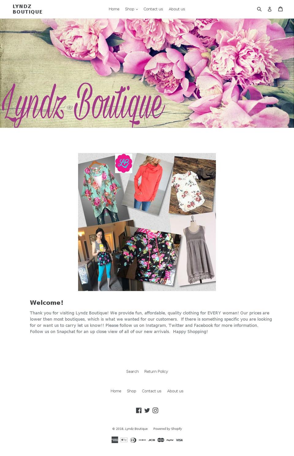 lyndzboutique.com — Shopify storefront screenshot