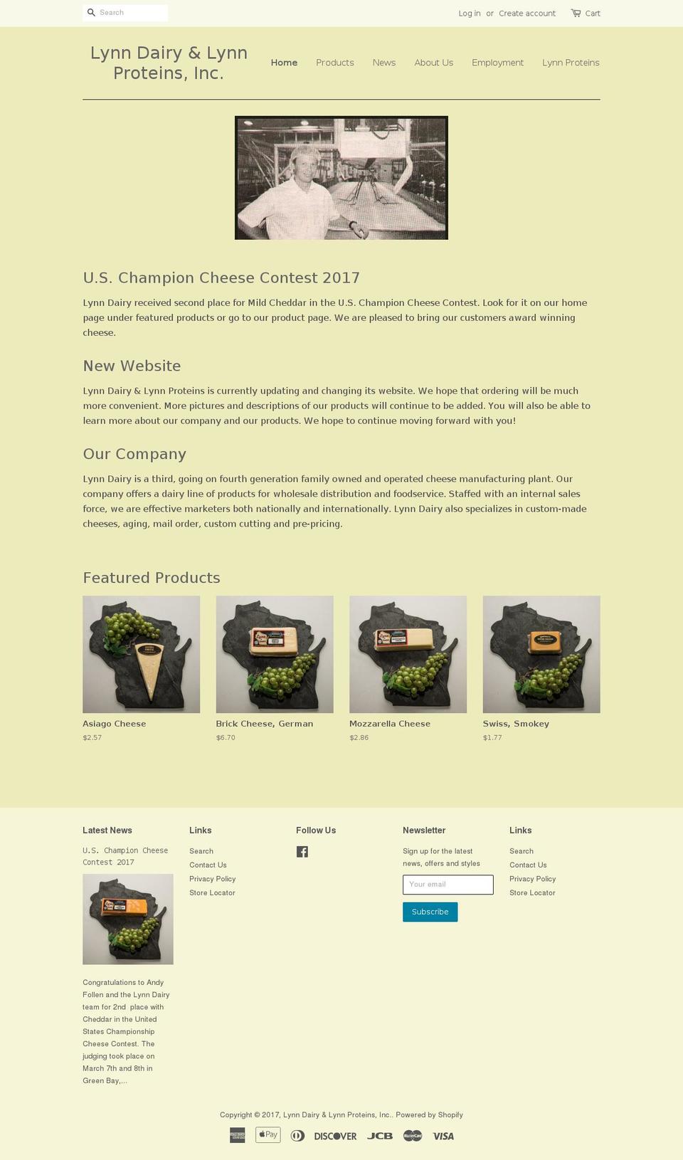 lynndairy.com shopify website screenshot