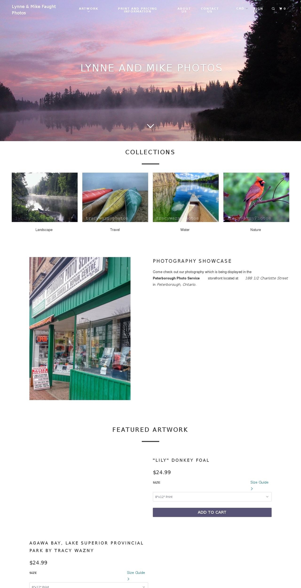 lynneandmikephotos.com — Shopify storefront screenshot