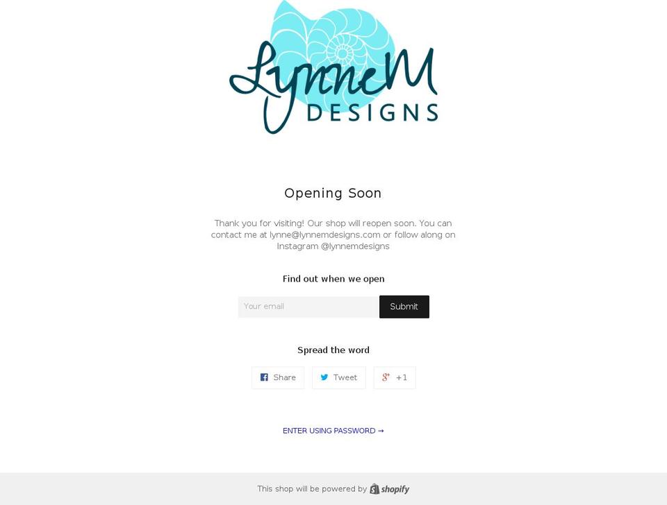 lynnemdesigns.com shopify website screenshot