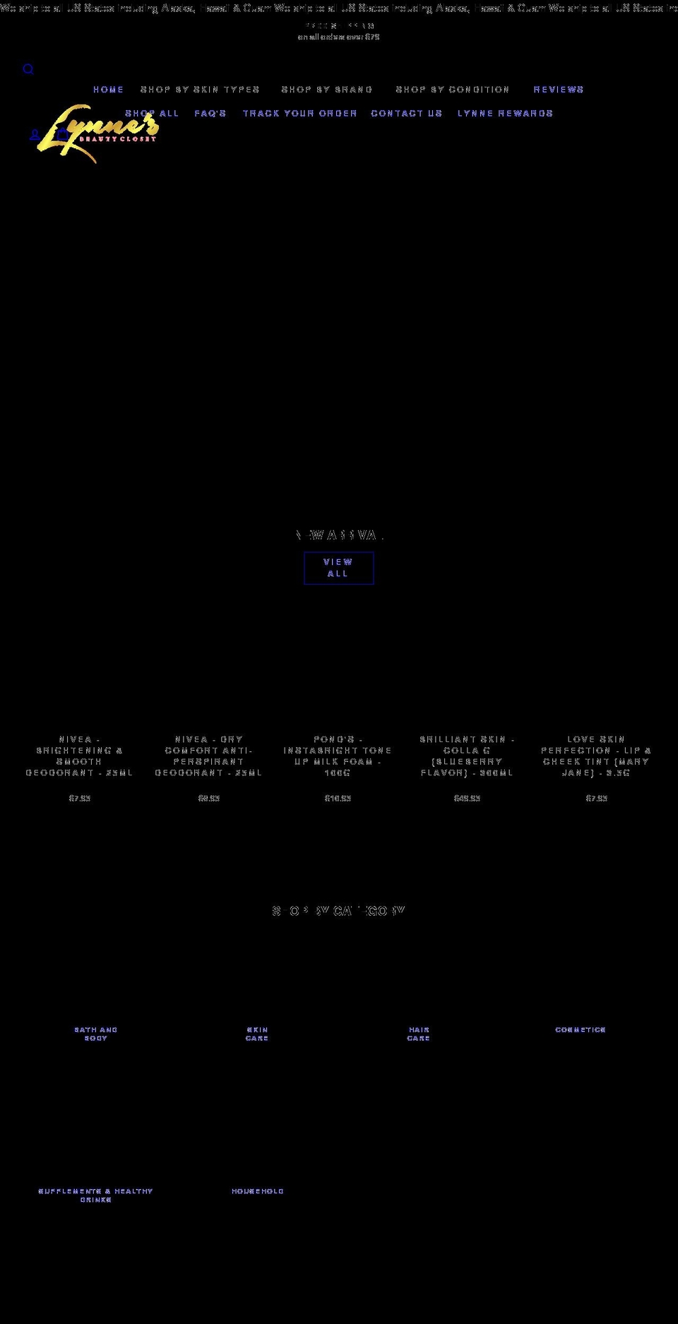 lynnesbeautycloset.com shopify website screenshot