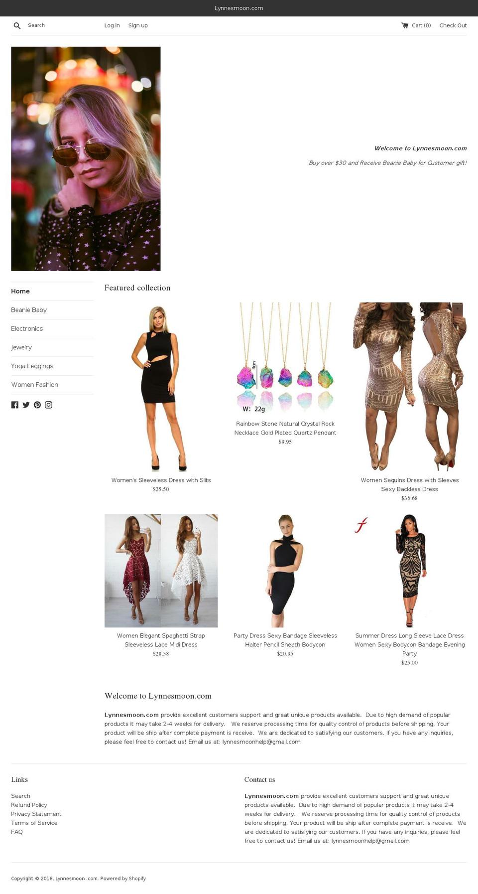 lynnesmoon.com — Shopify storefront screenshot
