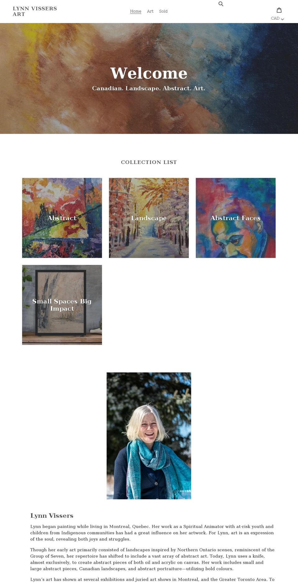 lynnvissersart.com shopify website screenshot