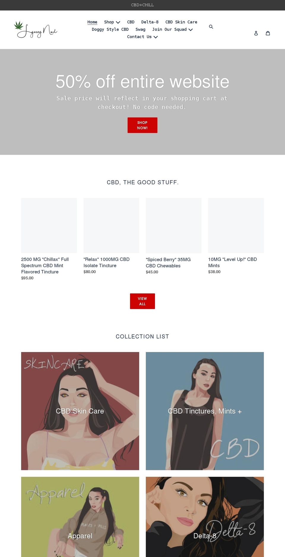 lynseynoel.com shopify website screenshot