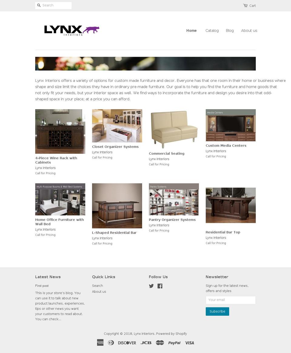lynxinteriors.com — Shopify storefront screenshot