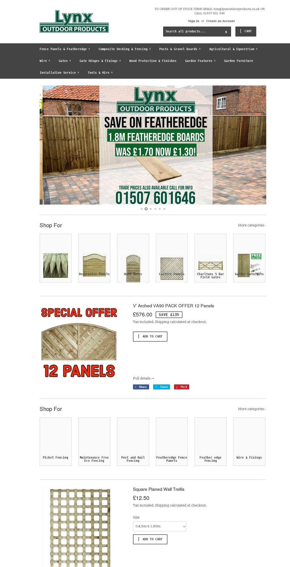 lynxoutdoorproducts.co.uk shopify website screenshot