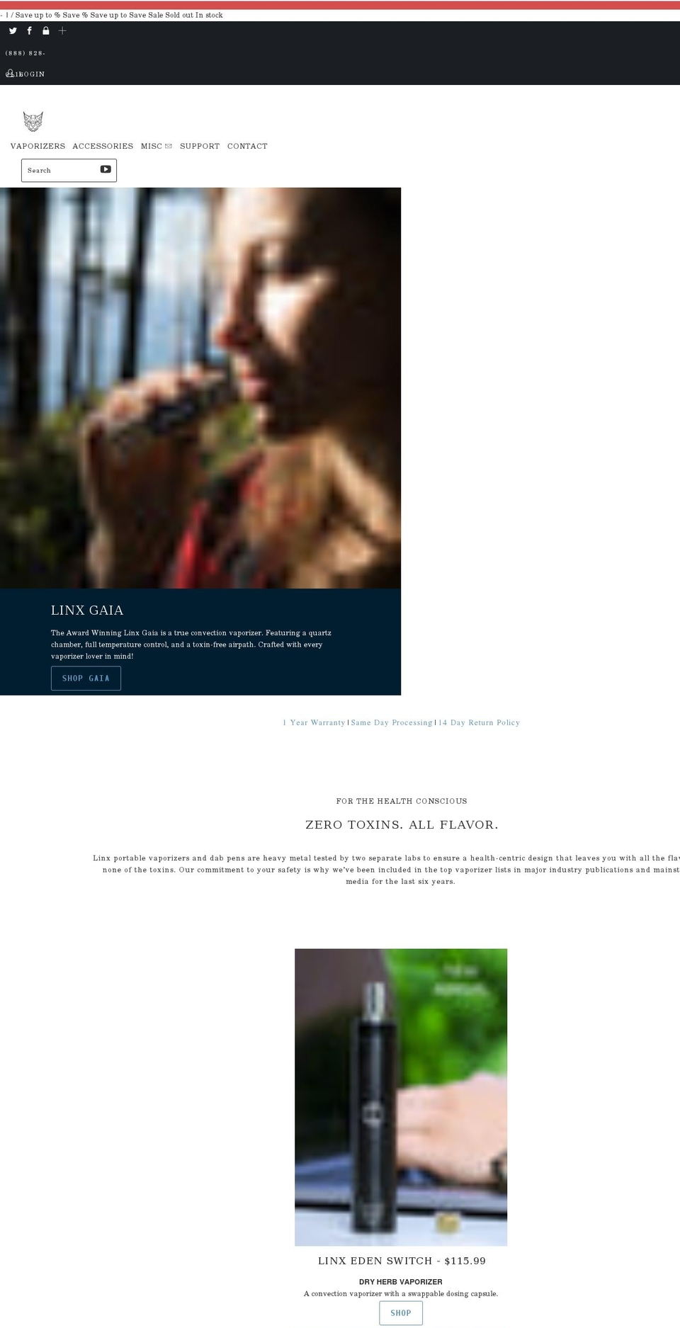 lynxvape.com shopify website screenshot