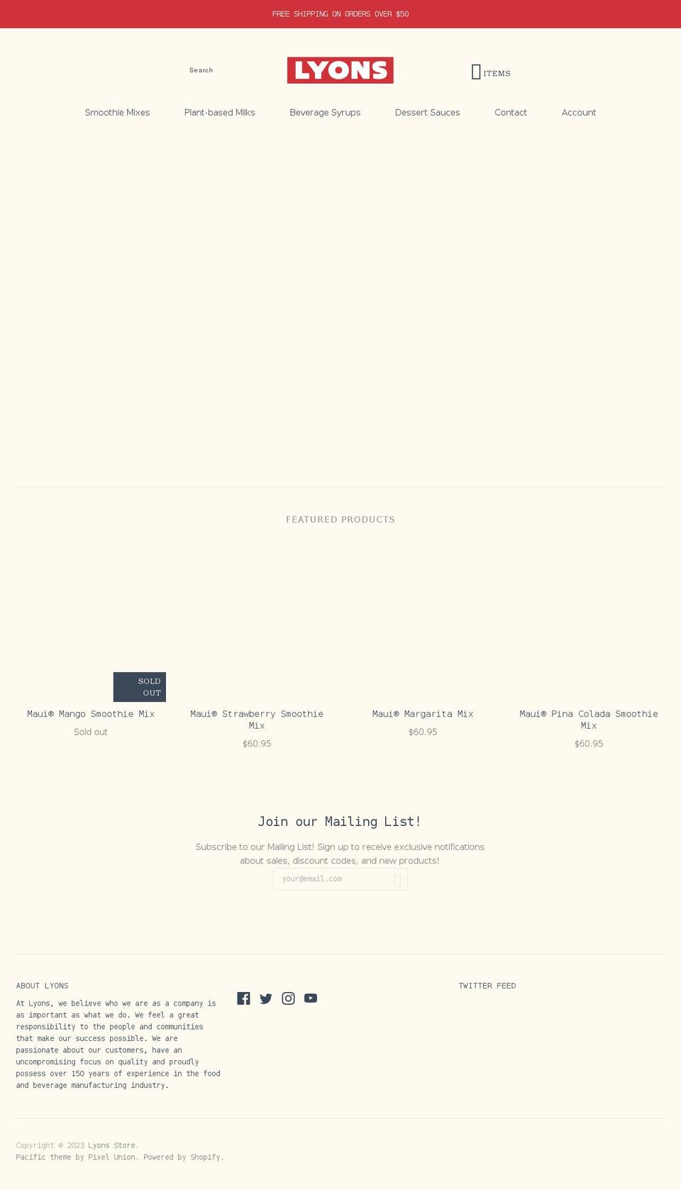 lyonsstore.com — Shopify storefront screenshot