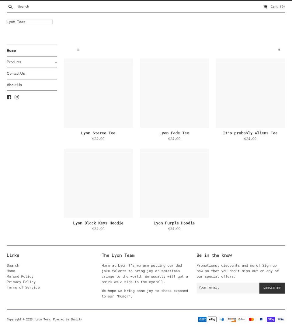 lyontees.com shopify website screenshot