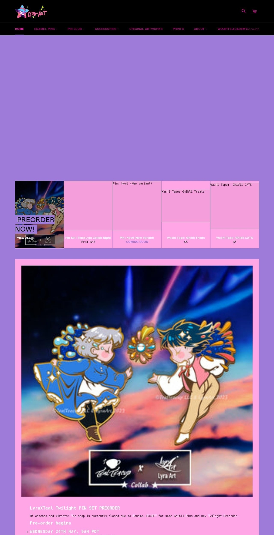 lyraart.com shopify website screenshot