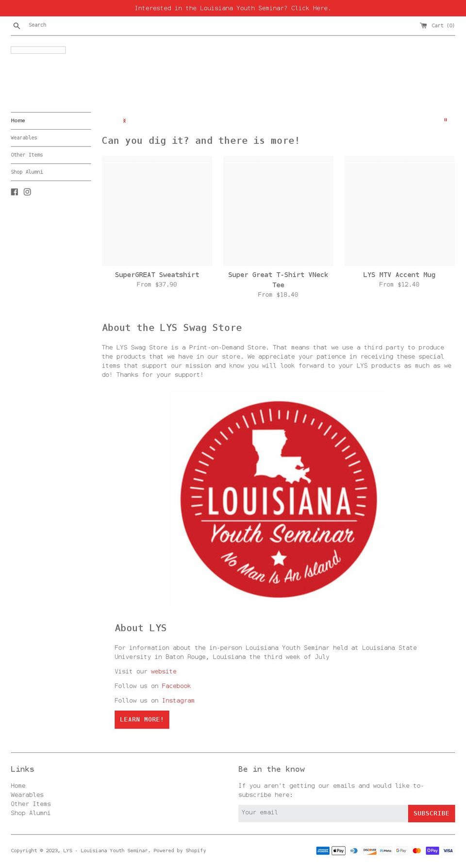 lys-louisiana-youth-seminar.myshopify.com shopify website screenshot