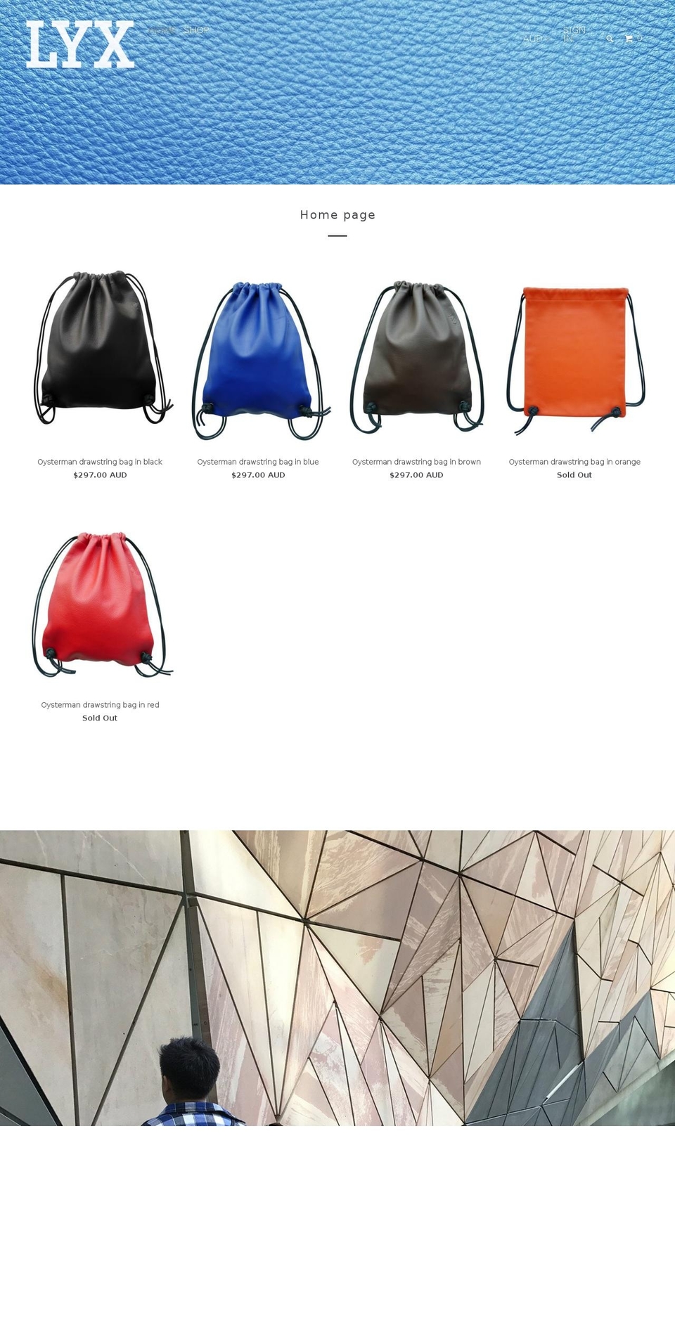 lyxleather.com — Shopify storefront screenshot