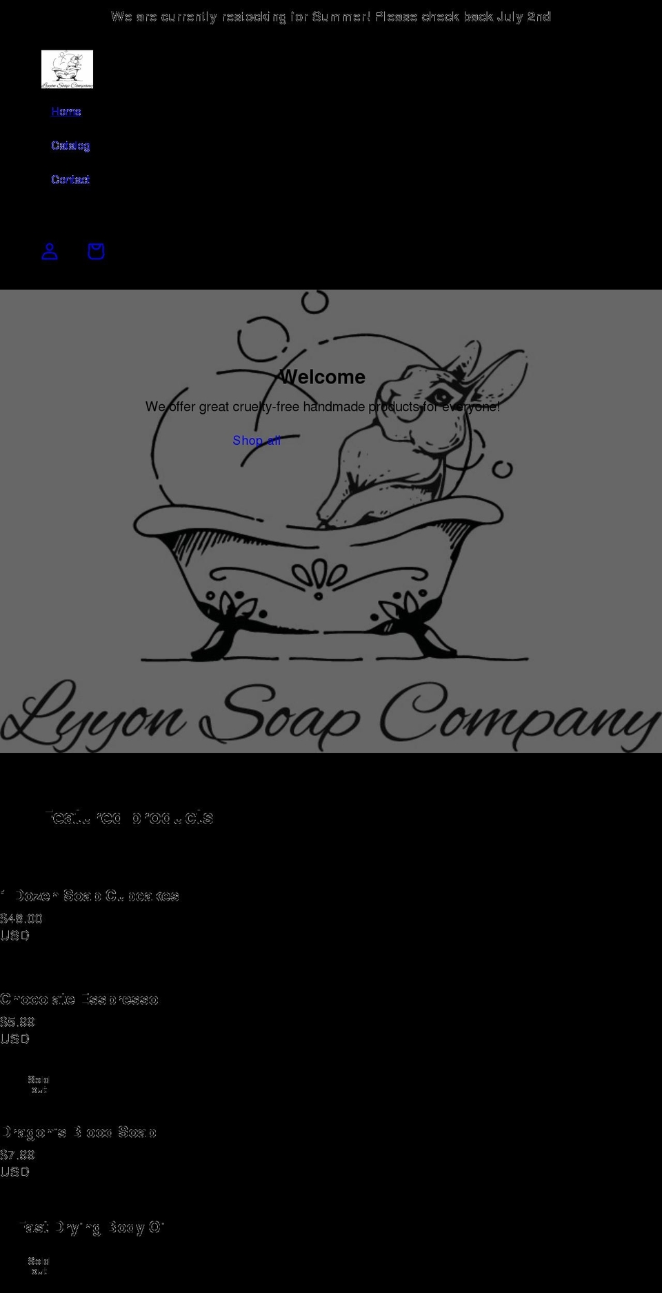 lyyonsoapcompany.com shopify website screenshot