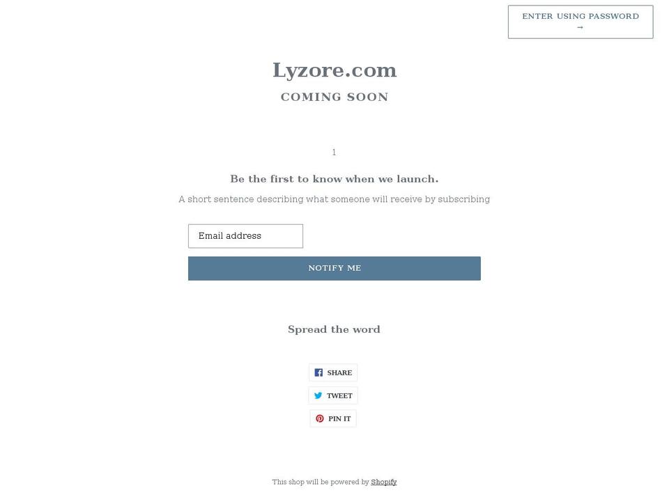 lyzore.com shopify website screenshot