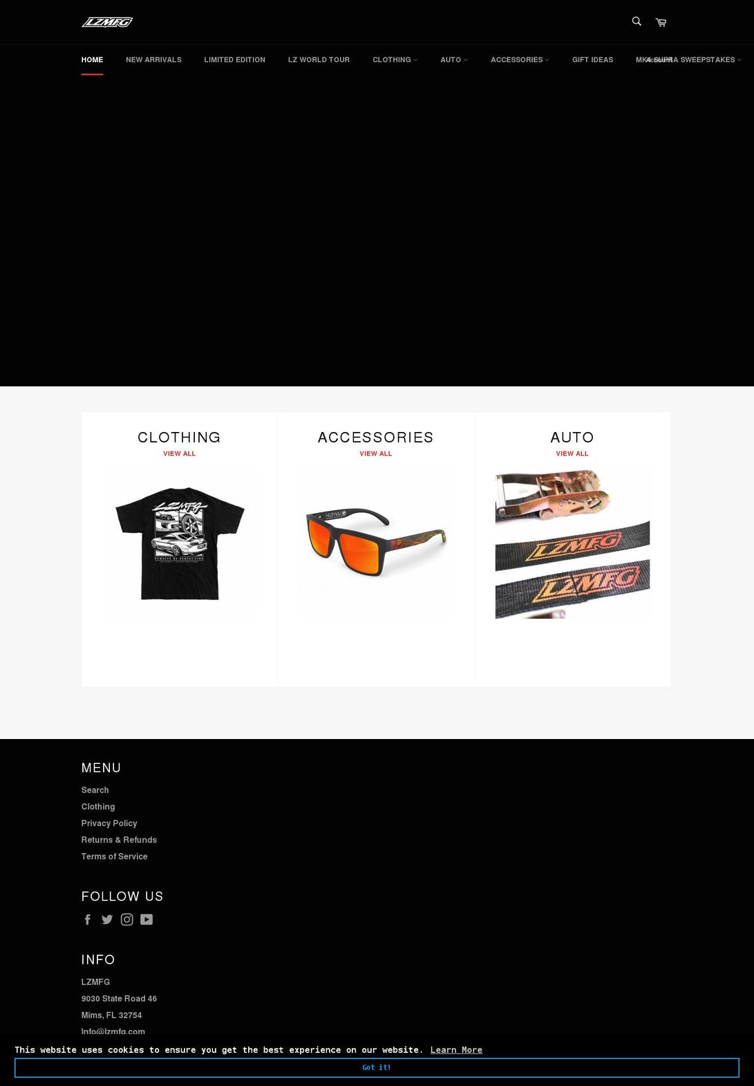 lzmfg.com shopify website screenshot
