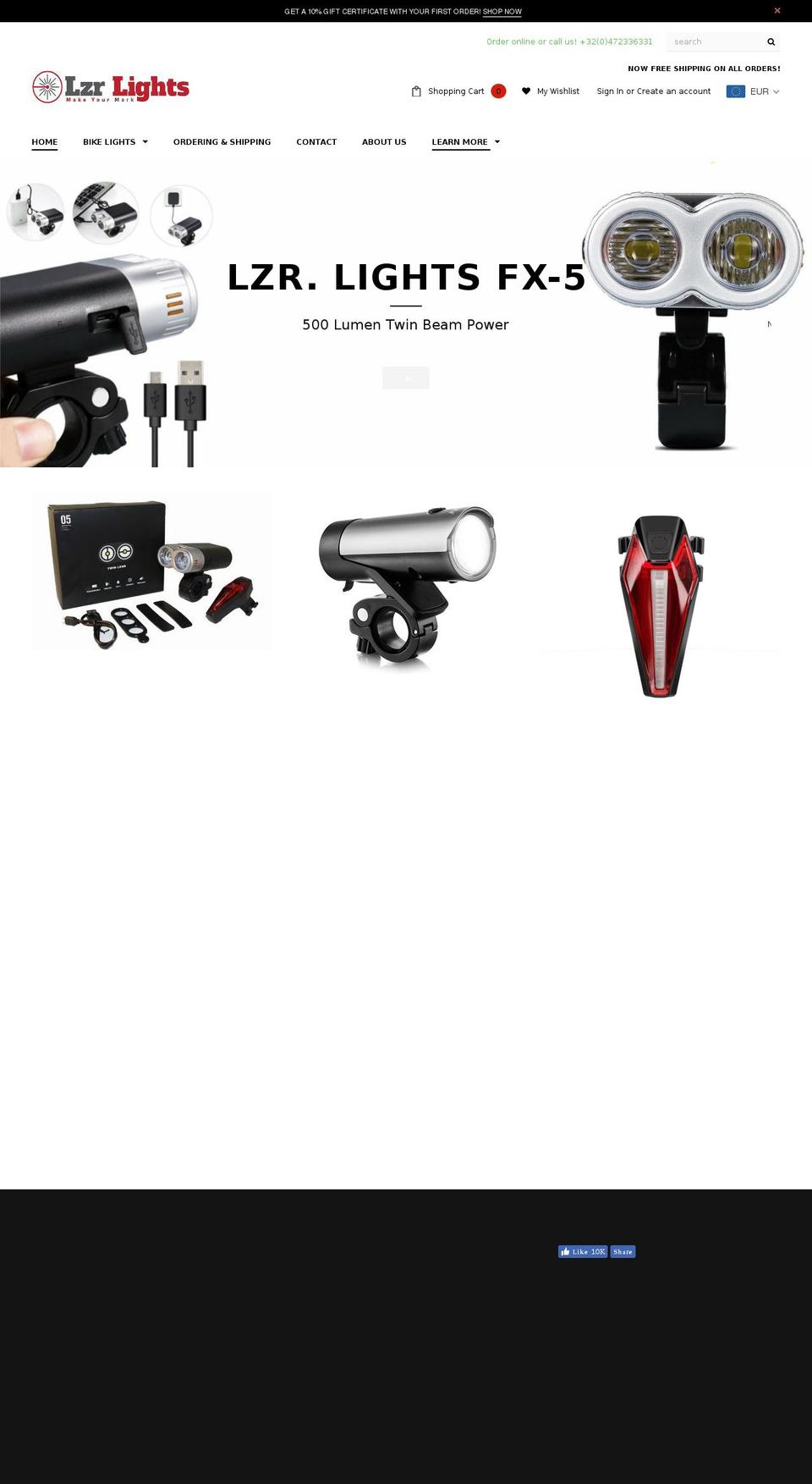 lzrlights.com — Shopify storefront screenshot