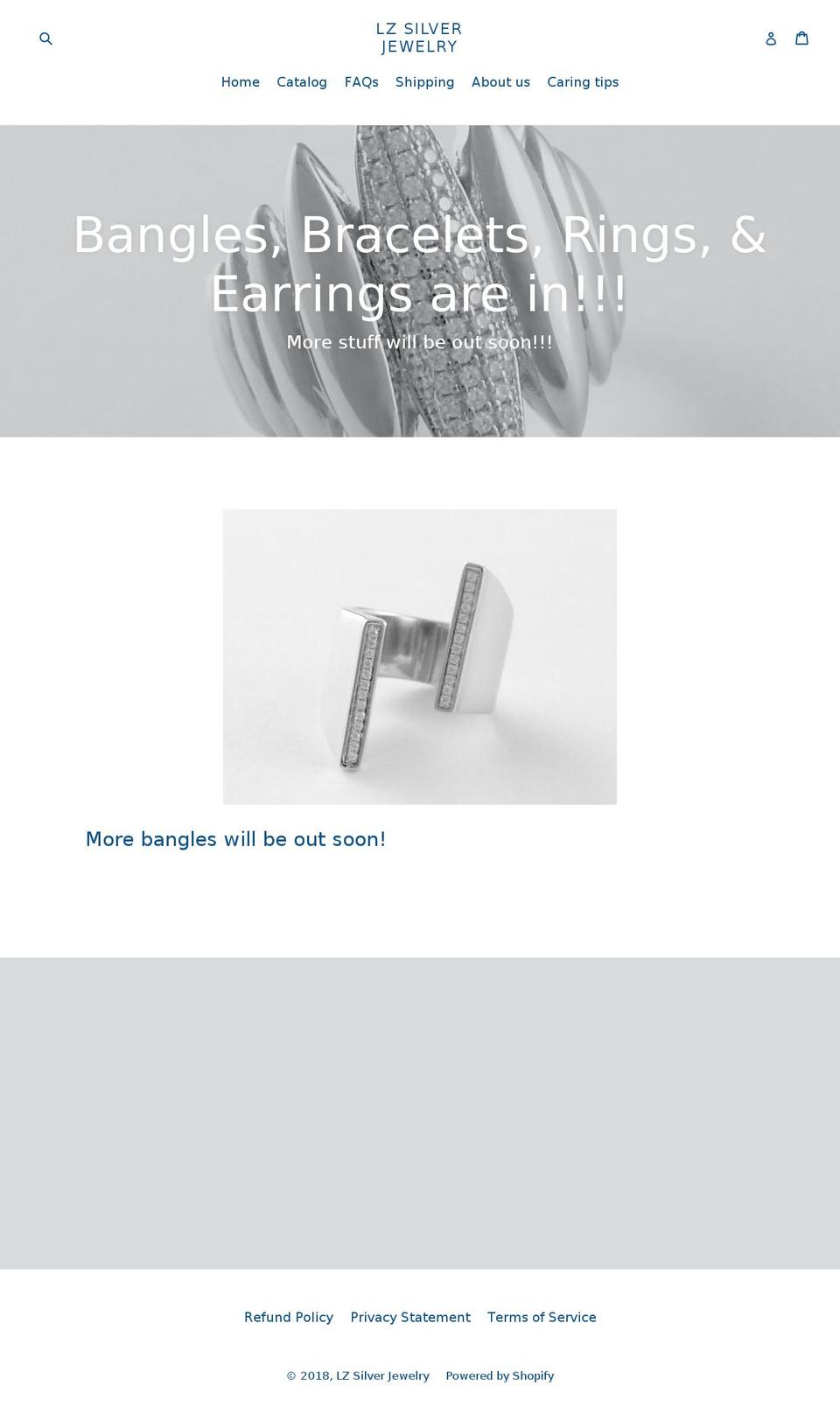 lzsilverjewelry.com shopify website screenshot