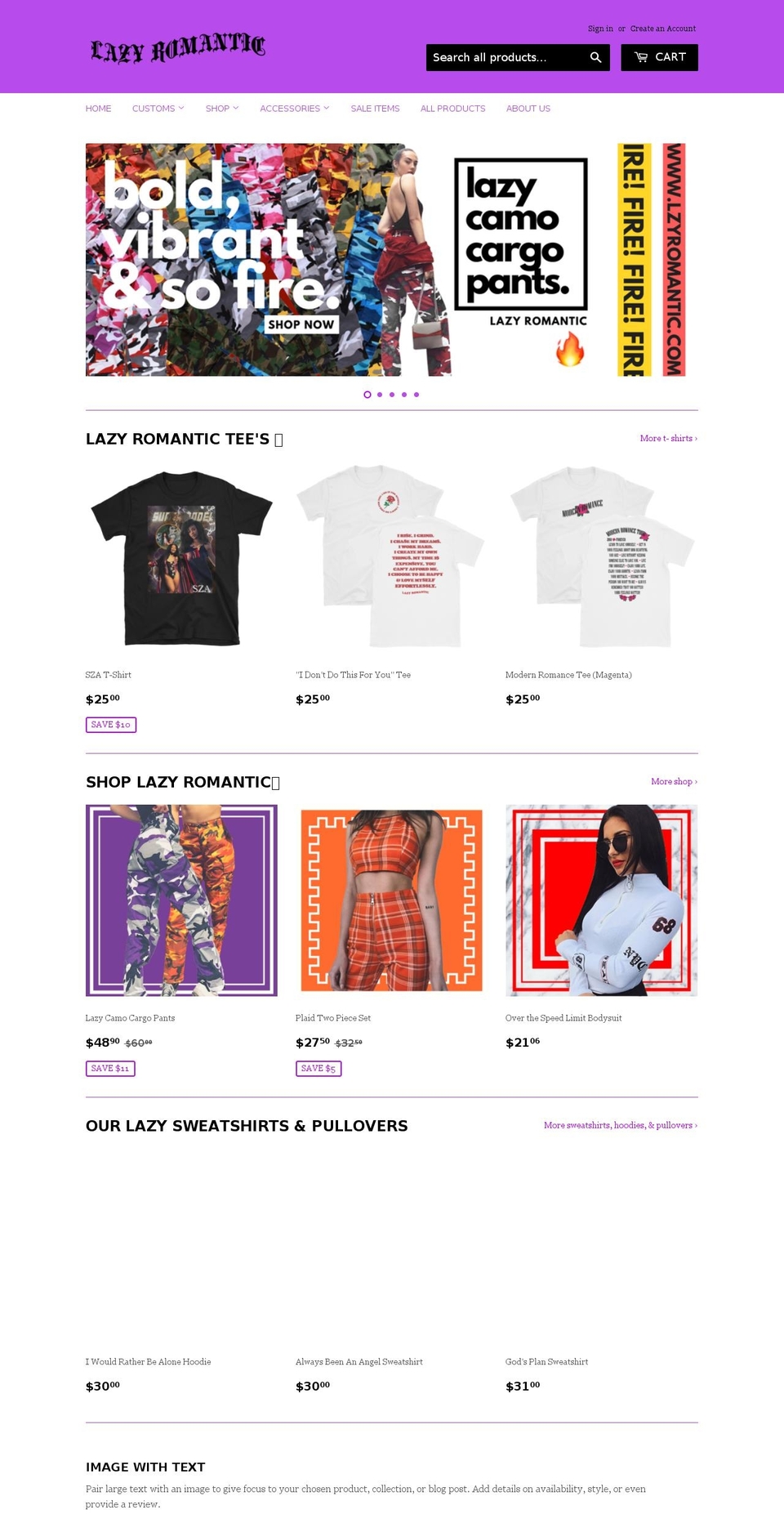 lzyromantic.com — Shopify storefront screenshot