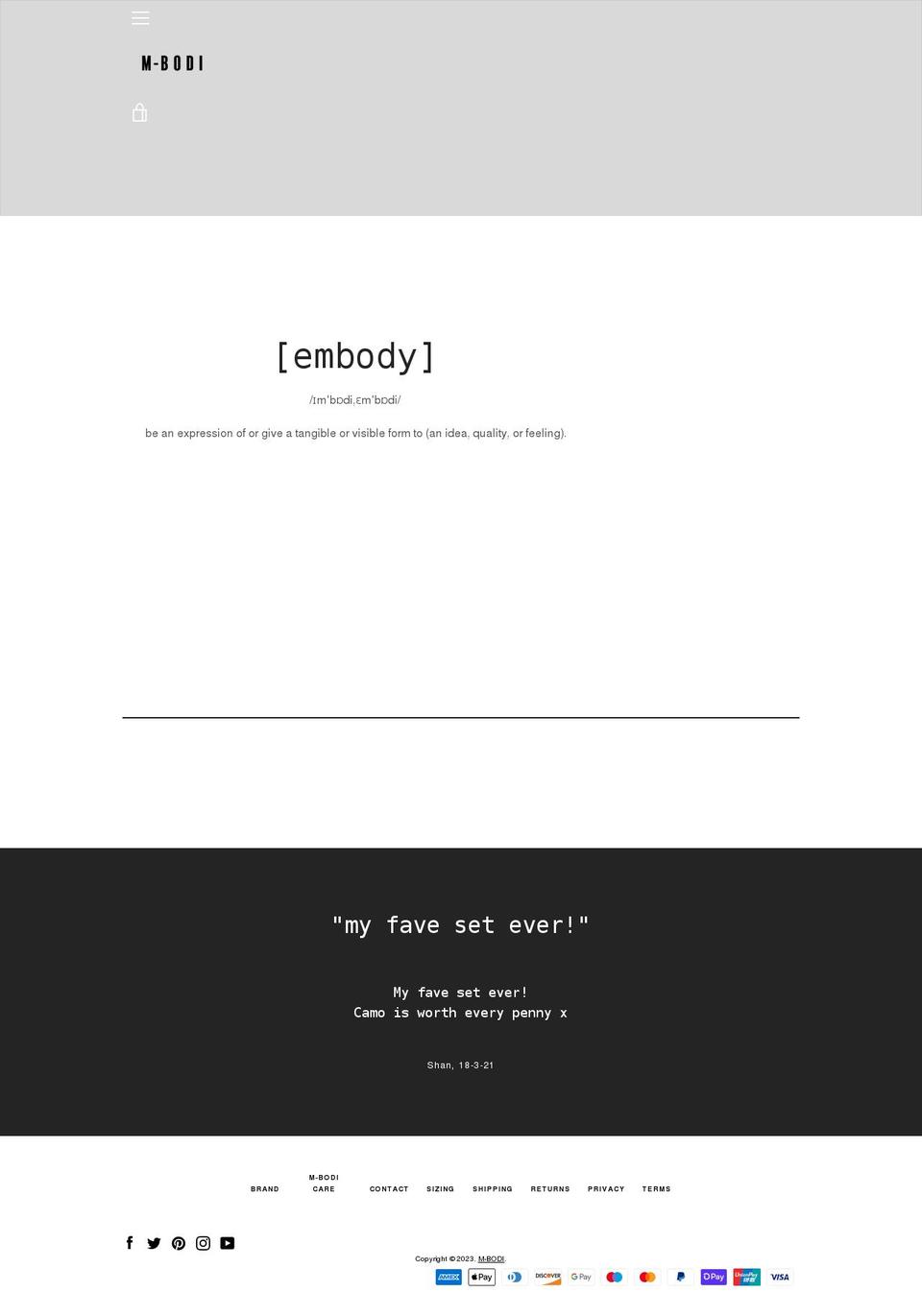 m-bodi.com shopify website screenshot